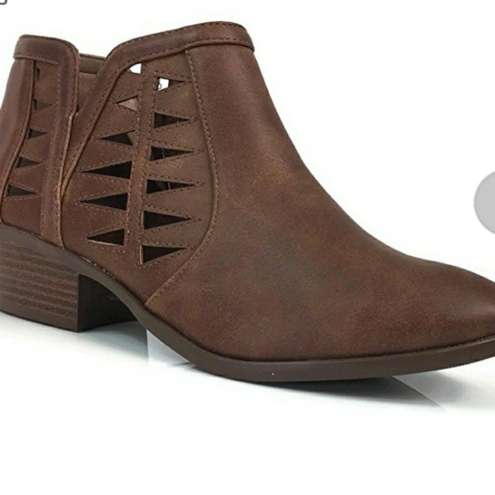 Brown leather booties